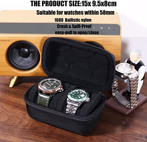Watch Travel Case for Men and Women Portable Single Watch Storage box and Organizer for Wristwatches and Smart Watches (Black（2 slot）) - Image 3