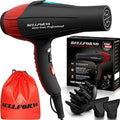 Professional Ionic Curly Hair Dryer with Diffuser, Black/Red by BELLFORNO