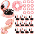 Sliner 24 Pcs Mini Hair Brush with Mirror and Scrunchies, Pink by Sliner