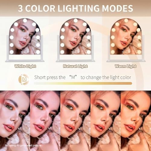 Arched Makeup Vanity Mirror with Lights,10X,White 18.5"x 14.17" - Image 6