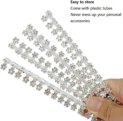 Mini Glitter Teeth Rhinestone Flower Hair Accessories - No-Slip Grip Metal Jaw Clamps in Mix Colors for Girls Women (Silver-White Crystal) - Image 4