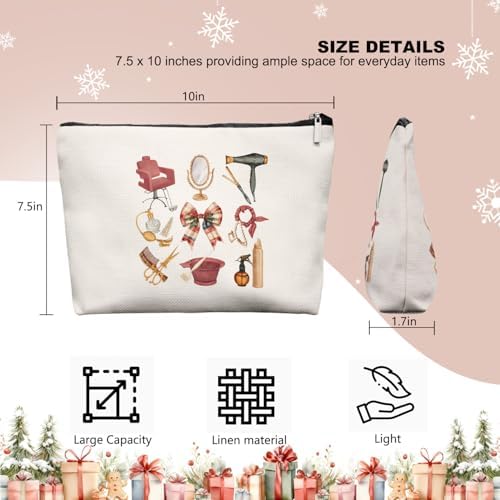Chrisamas Hairstylist Gifts Women Makeup Bag Red checkered Bow Make Up Bag, Cosmetic Bags for Hairstylists, Hairdresser Gifts for Cosmetology Student Teen Girls - Image 2