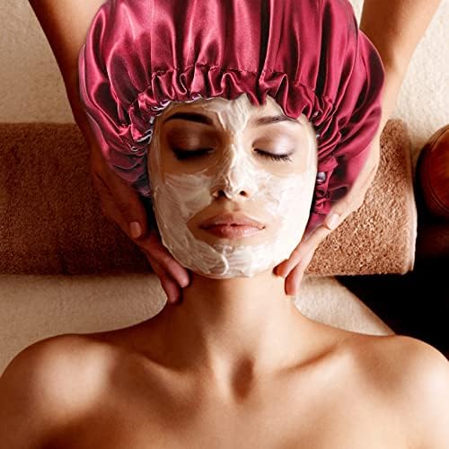 Pengxiaomei 2 Pack Bonnet for Sleeping, Double Layer Satin Hair Bonnet - Image 6