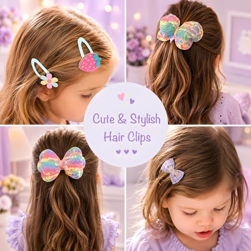 Hair Accessories for Girls Gift Set - Girl Hair Accessories Kit for Kids Ages 4-8, Purple Hair Clips, Barrettes, Ponytail Ties, Bows, Mirror & Unicorn Comb, Toddler Hair Set - Image 4