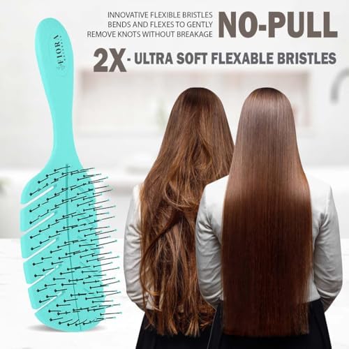 Fiora Naturals Detangler Brush for Wet and Dry Hair, Soft Detangling Brush - Image 3