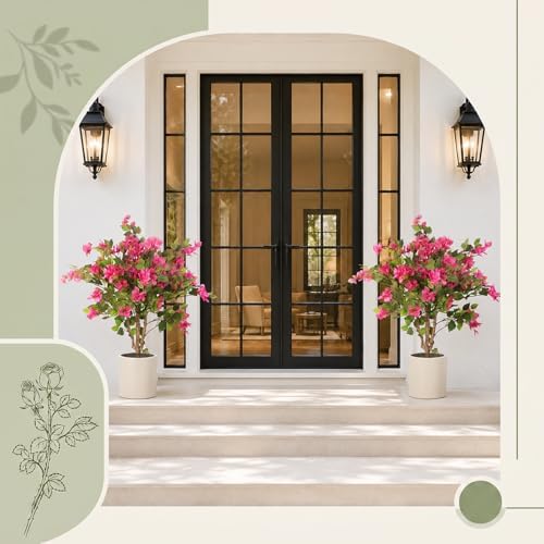 3FT Artificial Bougainvillea Tree, Faux Bougainvillea for Indoor Outdoor Decor, Lifelike Bougainvillea Artificial Flowers Plant for Outdoors, Front Porch, Entryway, Office & Living Room - Image 7
