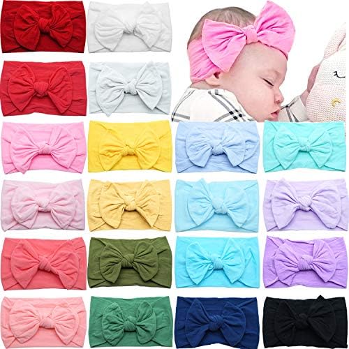 CÉLLOT 20 Colors Super Stretchy Soft Knot Baby Girl Headbands with Hair Bows Nylon Head Wrap For Newborn Baby Girls Infants Toddlers Kids - Image 6