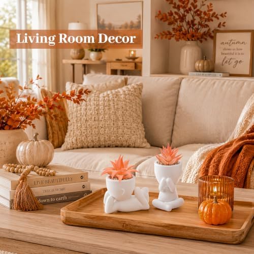Der Rose 3 Pack Fall Fake Succulents Plants Autumn Room Decor for Bathroom - Image 4