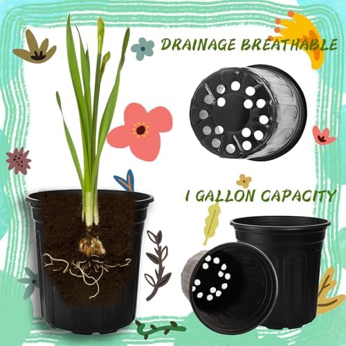 60 Pcs 1 Gallon Flexible Plant Nursery Pots,Plastic Thickened Soft Seedling Pot with Plant Labels,Flower Seed Starting Containers for Succulents,Transplanting,Indoor Outdoor,Black - Image 3