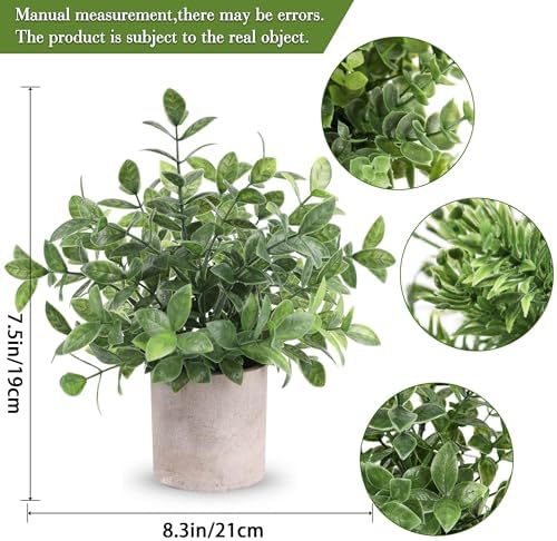 Der Rose 3 Pack Fake Plants Mini Faux Plants for Shelf Classroom Decor - Image 2