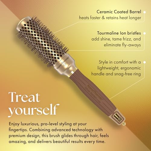 Olivia Garden NanoThermic Ceramic + Ion Round Thermal Hair Brush - Not Electrical - Professional Blowout Brush for Normal to Thick Hair - Image 3