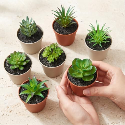 6Pcs Mini Fake Succulents Plants, Green Succulent Plants Faux - Image 3