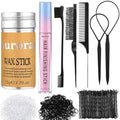 7Pcs Hair Finishing Stick Set with 1Pcs Slick Back Brush,1Pcs Fly Away Stick for Hair,50PCS Bobby Pins,400Pcs Elastic Rubber Bands by auroray