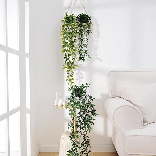 BLEUM CADE Fake Hanging Plants Mixed Set, 4pcs Artificial Hanging Plant, Faux Hanging Potted Plants Greenery for Wall Shelf Home Living Room Indoor Outdoor Decor - Image 5