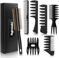 Stylemate Men's Hair Styling Combs and Brush Set - Roller Brush for Adding Volume, Pompadour, Slicked-back, Fauxhawk, Undercut Styling Combs by Stylemate