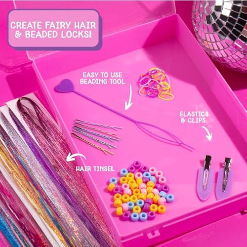 Just My Style Tinsel Hair Stylist Studio, Fairy Hair Tinsel Kit, 9 Colorful Tinsel Strands & Hair Beading Tool, Hair Extensions for Kids, Fun Hair Accessories for Teens, Great Gifts for Preteens - Image 5