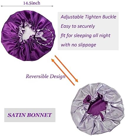 Silk Bonnet for Sleeping Satin Bonnets Double Layer Reversible Hair Cap Bonnet for Women Long Curly Braid Hair（Eggplant） - Image 2
