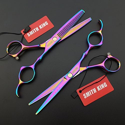 6.0 Inches Professional hair cutting thinning scissors set with razor (Rainbow) - Image 3