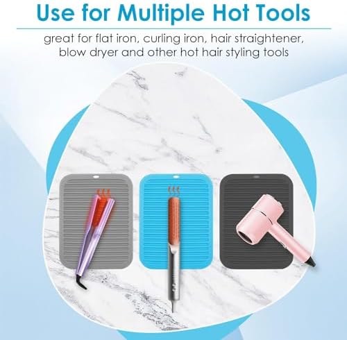 15.7" x 11.8" Oversize Silicone Heat Resistant Mat, Professional Hot Hair Tools Mat for Curling Iron, Flat Iron, Hair Straightener, Portable Hot Pad Cover with Sticky Fastener for Travel - Image 5