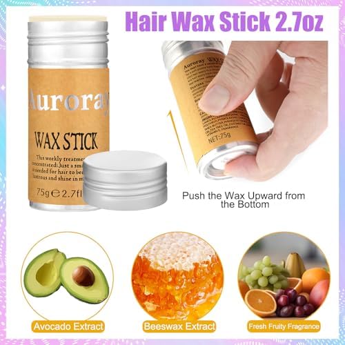 7Pcs Hair Finishing Stick Set with 1Pcs Slick Back Brush,1Pcs Fly Away Stick for Hair,50PCS Bobby Pins,400Pcs Elastic Rubber Bands - Image 4