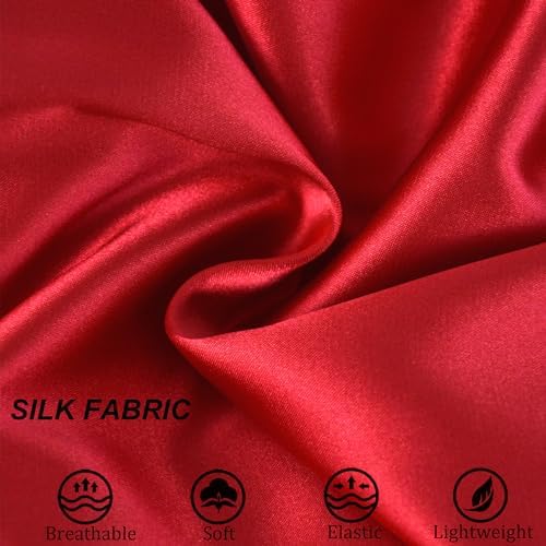 Silk Bonnet for Sleeping Satin Bonnets Double Layer Reversible Hair Cap Bonnet for Women Long Curly Braid Hair (Red) - Image 4