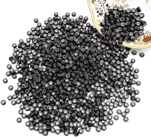 800pcs 3mm Nano Ring Beads for Hair Extensions – Ultra Small Silicone Lined Micro Link Beads for Very Thin Hair, Kids – Invisible Fit, Easy to Hide, Reusable (Black) by Uotodoo
