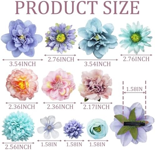 23 PCS Flower Hair Clip for Women Pink Purple Floral Hair Barrettes for Girls Rose Bride Barre Hair Accessories for Wedding - Image 2