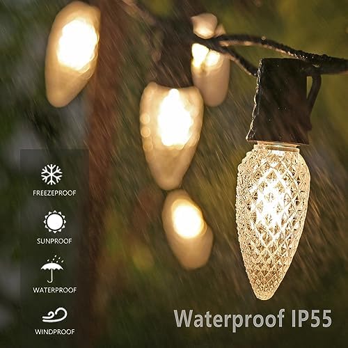 100PACK C9 LED Christmas Lights Shatterproof Waterproof Warm 2700K Plastic - Image 4