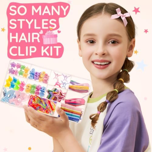 Teenitor Hair Accessories for Girls 193pcs Hair Clips for Girls Toddler Hair Accessories, Mini Girls Hair Clips, Small Claw Clips Bobby Pins and Hair Ties - Image 6
