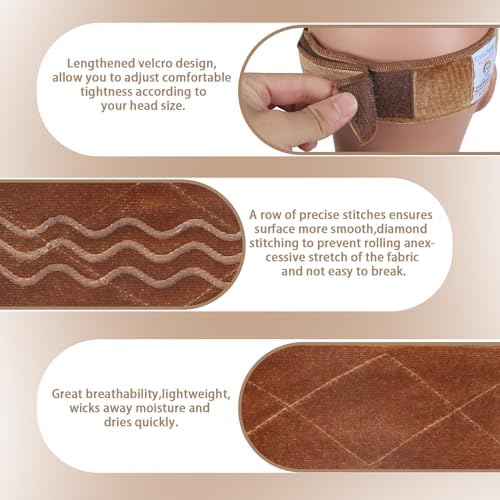 Wig Grip Band Flexible Velvet Scarf Headband Wig Comfort Non-Slip Adjustable Fasten Wig Bands with Wavy Silicone (Tan) - Image 4