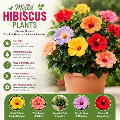 4 Mix Hibiscus Plants Live, Cold Hardy Flower Bush, 4-8" Tall - Image 3