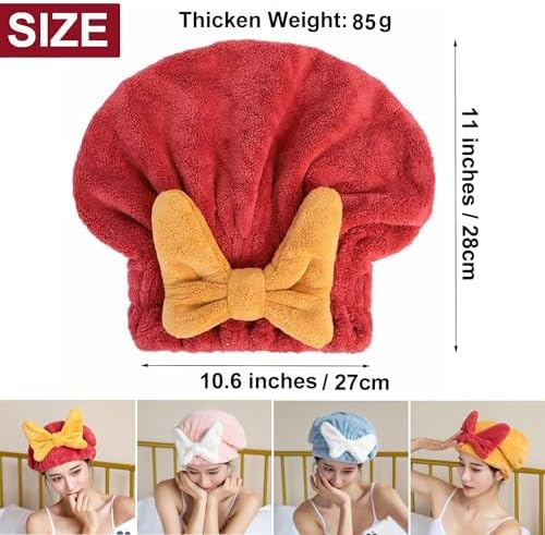 Microfiber Hair Towels Wrap Hair Drying Cap for Women Pink - Image 3