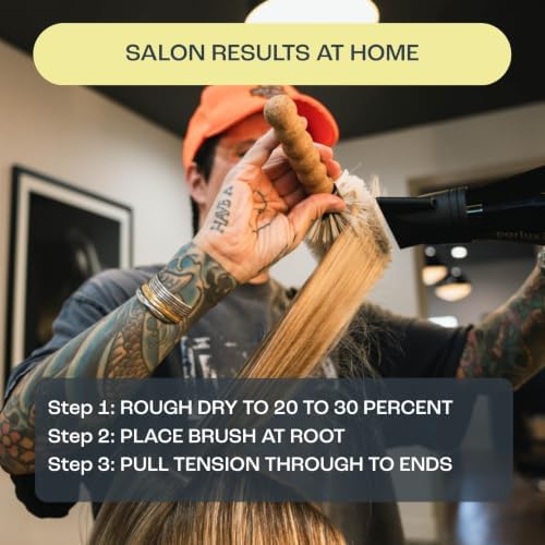 Dom Dom Round Hair Brush, Boar & Nylon Bristles for Blowouts, Small 2in - Image 4