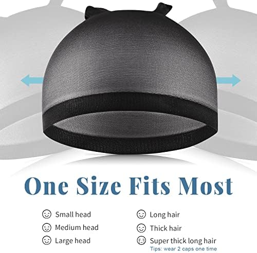 IKOCO Wig Cap, 8Pcs Stretchy Nylon Caps for Women, Black - Image 2