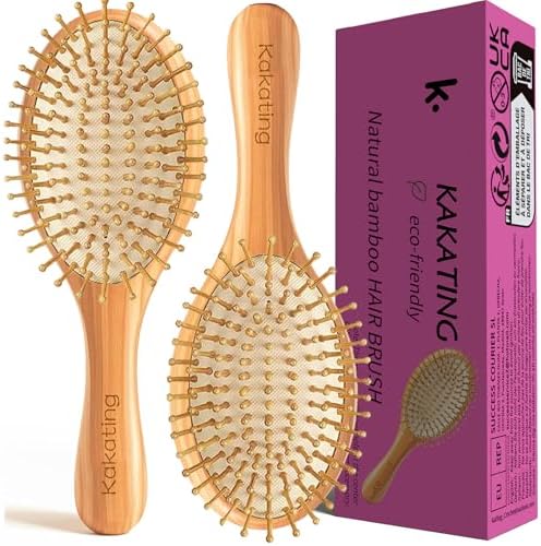 2 Pack Bamboo Hair Brush for Hair Growth | Natural Wooden Hair Brushes Detangling Massaging Scalp (Ellipse, Count, 2) - Image 4