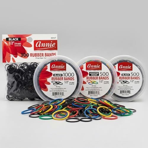 Annie Rubber Bands 14mm, 300 Count Black Elastic Hair Ties for Braids, Ponytails & Styling, Soft Durable No-Snag Bands for All Hair Types, Salon Value Pack - Image 5