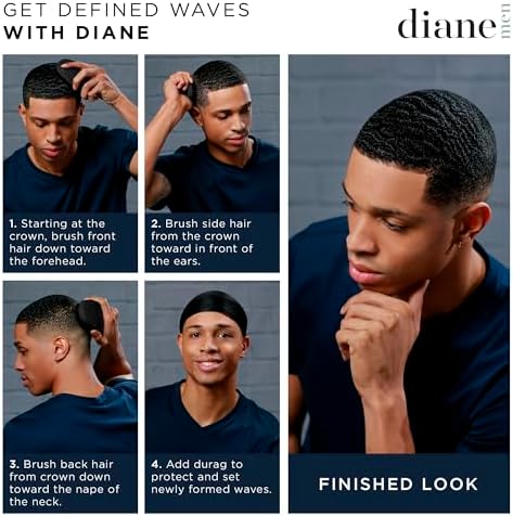 Diane Boar Curved Wave Brush for Men and Women - Black, Soft Bristles for Fine to Medium Hair - Use for Detangling, Smoothing, Wave Styles, Soft on Scalp, Restore Shine and Texture (Pack of 2) - Image 4