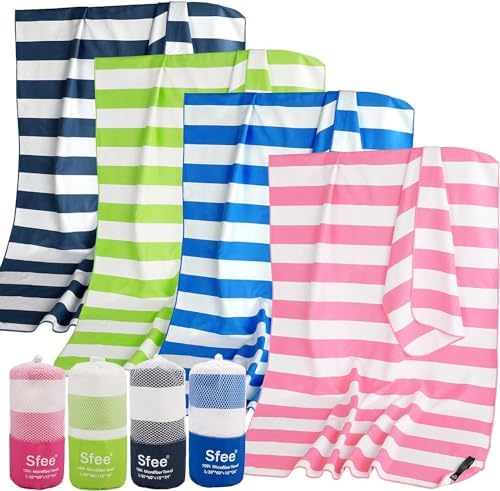 Sfee 2 in 1 Microfiber Beach Towel, Quick Dry Towel Camping Towel Travel Towel Super Absorbent Compact Lightweight Sports Gym Towels Set for Beach, Gym, Hiking, Pool, Backpacking, Bath, Yoga by Sfee