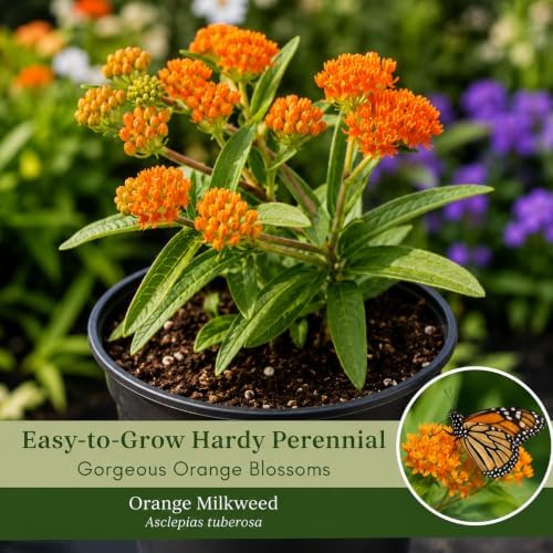 4 Orange Butterfly Milkweed Live Plant Asclepias Tuberosa Plants - Image 3