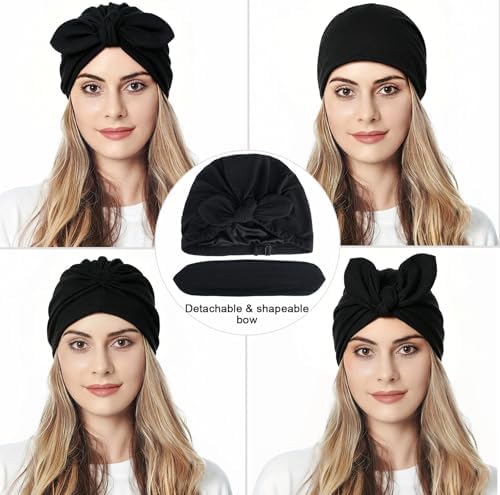 Ababalaya Satin Lined Beanies for Women Chemo Headwear Sleep Cap - Image 3
