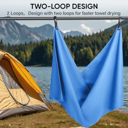APEXUP Microfiber Travel Towel, Ultra Absorbent Quick Dry Towels, Lightweight Gym Sports Camping Towel for Workout, Yoga, Beach, Shower, Swimming (60"×30", Blue) - Image 6