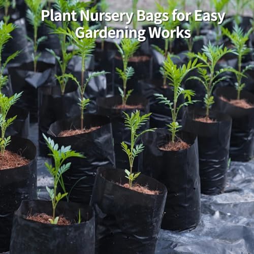 OMISTAR 100 PCS Plant Nursery Bags, Plastic Seedling Pots Container for Fruit Tree Flower Plant Grow, Plant Nursery Bags for Gardening Transplant - Image 2