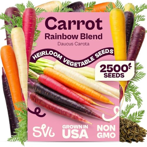 SVI 2500 Rainbow Blend Carrot Seeds (Daucus carota) – Rainbow Carrots Seed Packets, Carrot Seed Mix, Tri Colored Carrots – Heirloom Vegetable Seeds for Outdoor Vegetable Garden by SVI