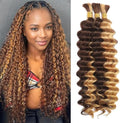 Human Braiding Hair for Boho Braids 24inch Curly Wave Bulk Bundles 4/27 by Jinhui