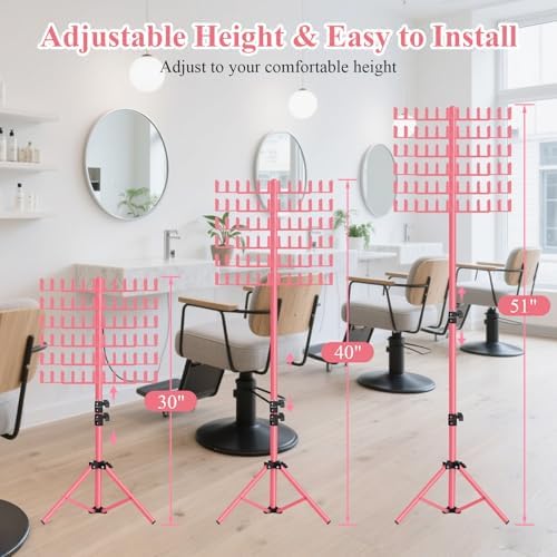 Braiding Hair Rack, 144 Pegs Braiding Rack Stand for Hair, 2-sided Height Adjustable Standing Hair Extension Holder with Stylist Hair Braiding Tools - Image 4