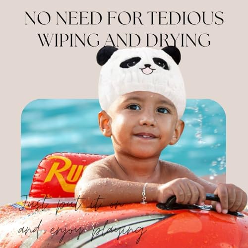 Microfiber Hair Towel Wrap for Kids, Panda Toddler Quick Drying Cap - Image 5