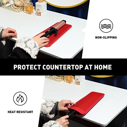 ZAXOP Heat Resistant Silicone Mat Pouch for Curling Irons & Flat Irons, 2-in-1 Travel Case & Cooling Pad for Hot Tools, Anti-Slip Countertop Protector, Pack Instantly Without Waiting to Cool (Red) - Image 6