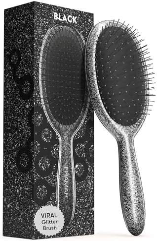 FRAMAR Glitter Hair Brush Detangler, Detangling Hairbrush For Women – Black by FRAMAR