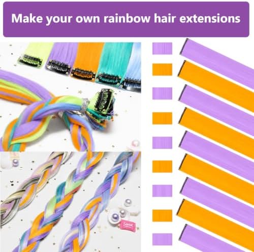 Purple and Orange Hair Extensions Clip in Colored Hairpiece 14 PCS - Image 2