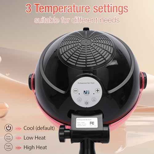 Hooded Hair Dryer, Professional Standing Hair Dryer with Time Setting, Touch Controls and 3 Temperature Settings, Sit Under Hair Dryers for Salon and Home Use - Image 3
